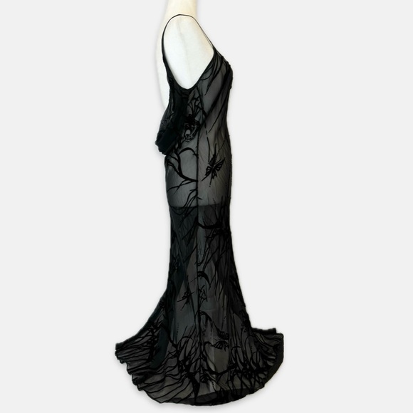 🌺SOLD🌺 Secret Silk Velvet Black Sheer Vintage Maxi Gown Slip Dress - Picture 7 of 8